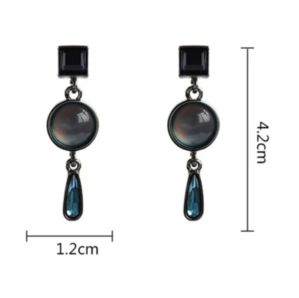 Moonstone geometric dangle drop earrings - Picture 4 of 7